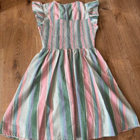 English Factory Smocked‎ Colorful Striped Flutter Sleeve Mini Dress Size XS - Picture 3 of 5